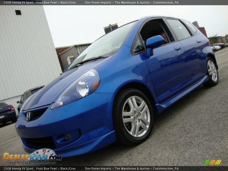 2008 Honda Fit Sport Vivid Blue Pearl / Black/Grey Photo #1