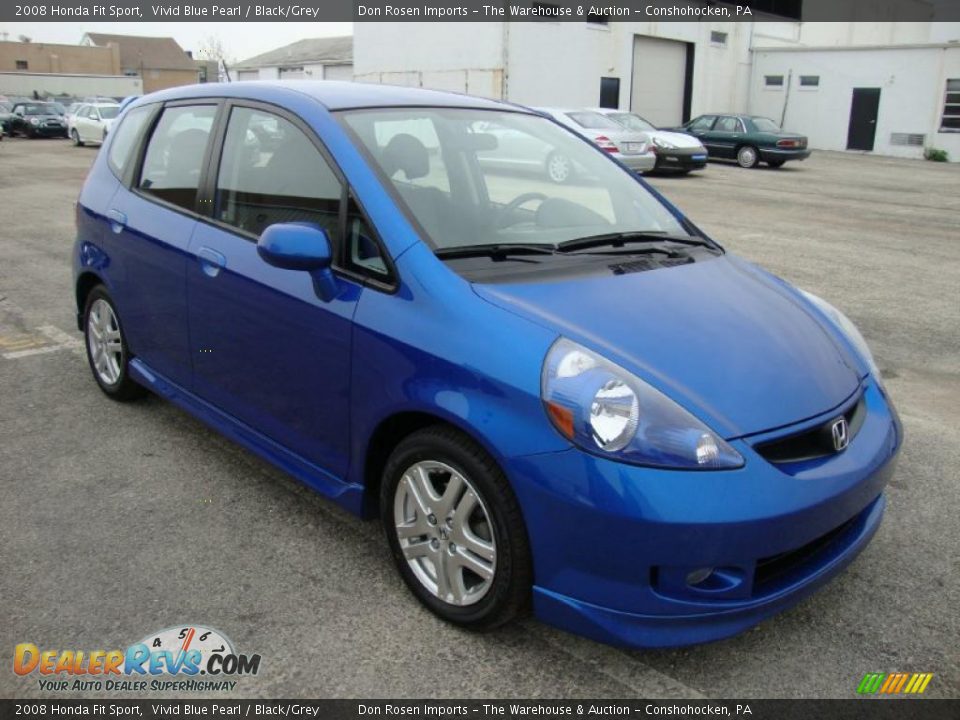 2008 Honda Fit Sport Vivid Blue Pearl / Black/Grey Photo #4