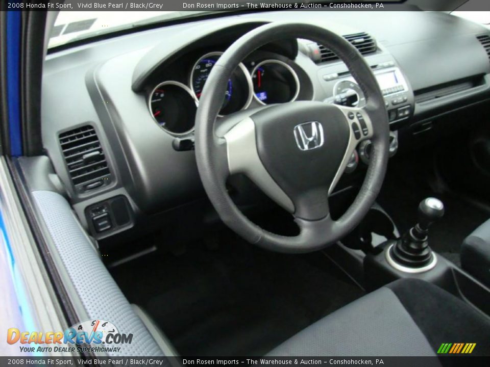 Black/Grey Interior - 2008 Honda Fit Sport Photo #12