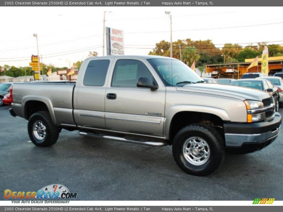 2003 Chevrolet Silverado 2500HD LS Extended Cab 4x4 Light Pewter Metallic / Tan Photo #10