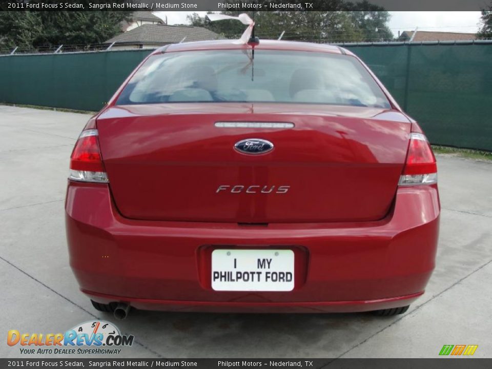 2011 Ford Focus S Sedan Sangria Red Metallic / Medium Stone Photo #4