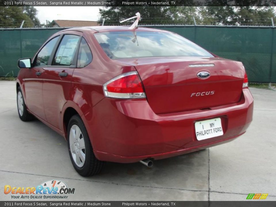 2011 Ford Focus S Sedan Sangria Red Metallic / Medium Stone Photo #5