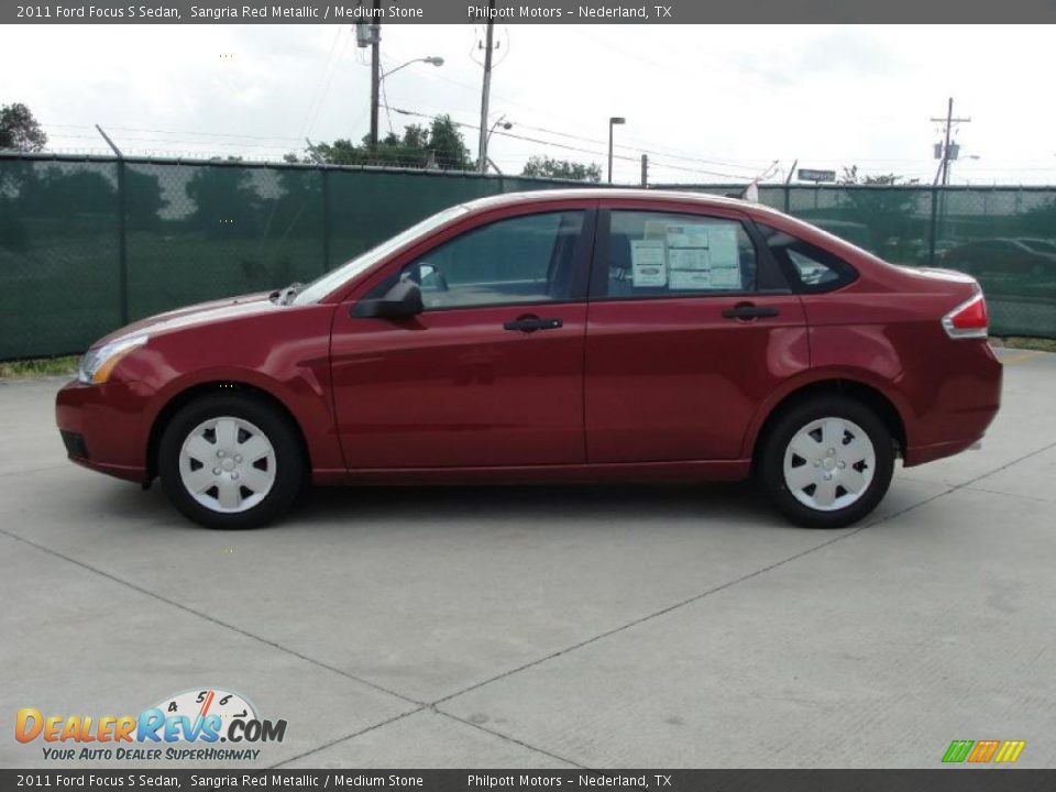 2011 Ford Focus S Sedan Sangria Red Metallic / Medium Stone Photo #6