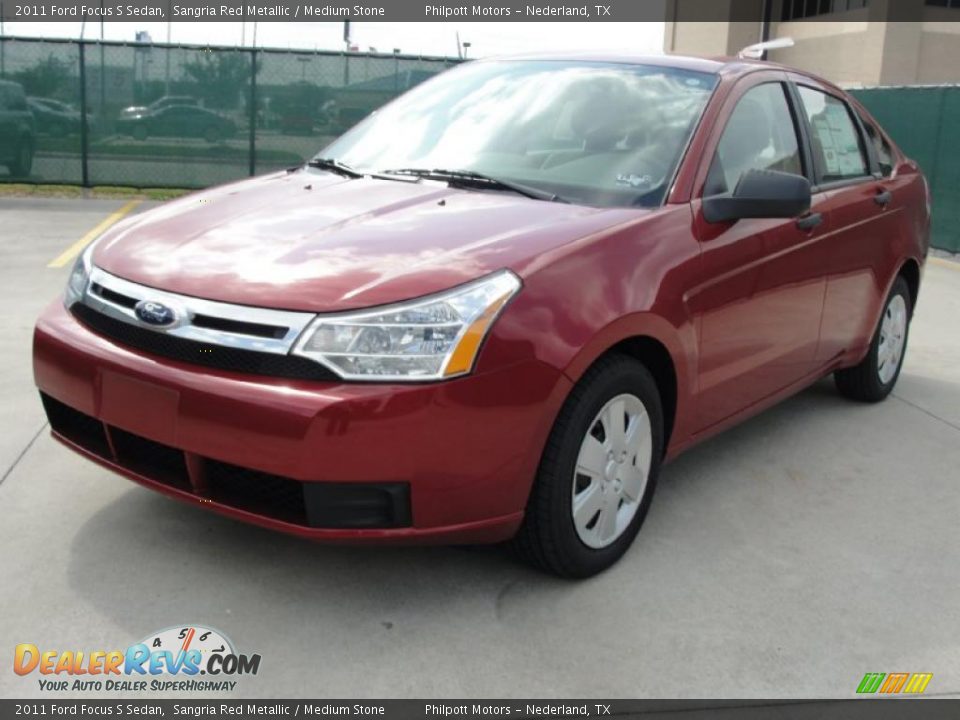 2011 Ford Focus S Sedan Sangria Red Metallic / Medium Stone Photo #7