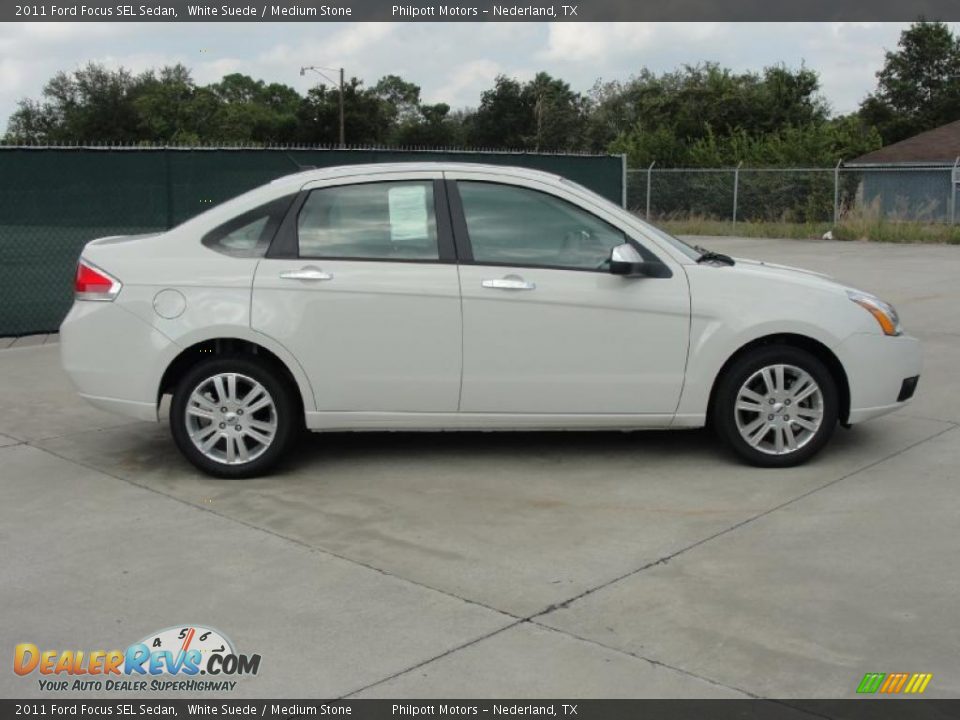 2011 Ford Focus SEL Sedan White Suede / Medium Stone Photo #2