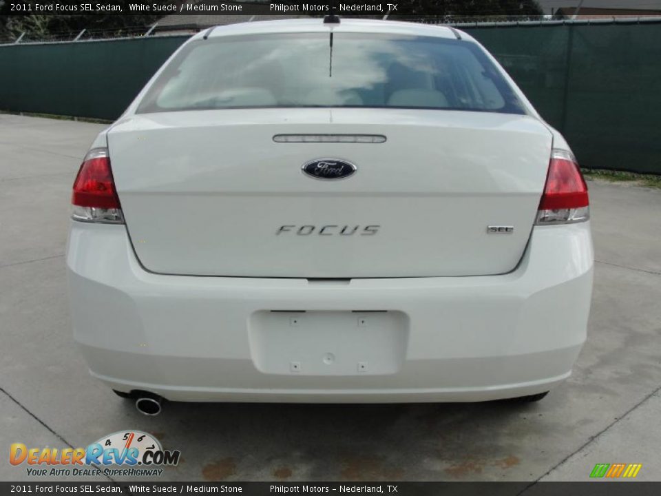 2011 Ford Focus SEL Sedan White Suede / Medium Stone Photo #4