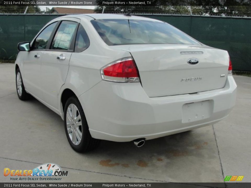 2011 Ford Focus SEL Sedan White Suede / Medium Stone Photo #5