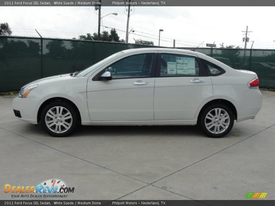 2011 Ford Focus SEL Sedan White Suede / Medium Stone Photo #6