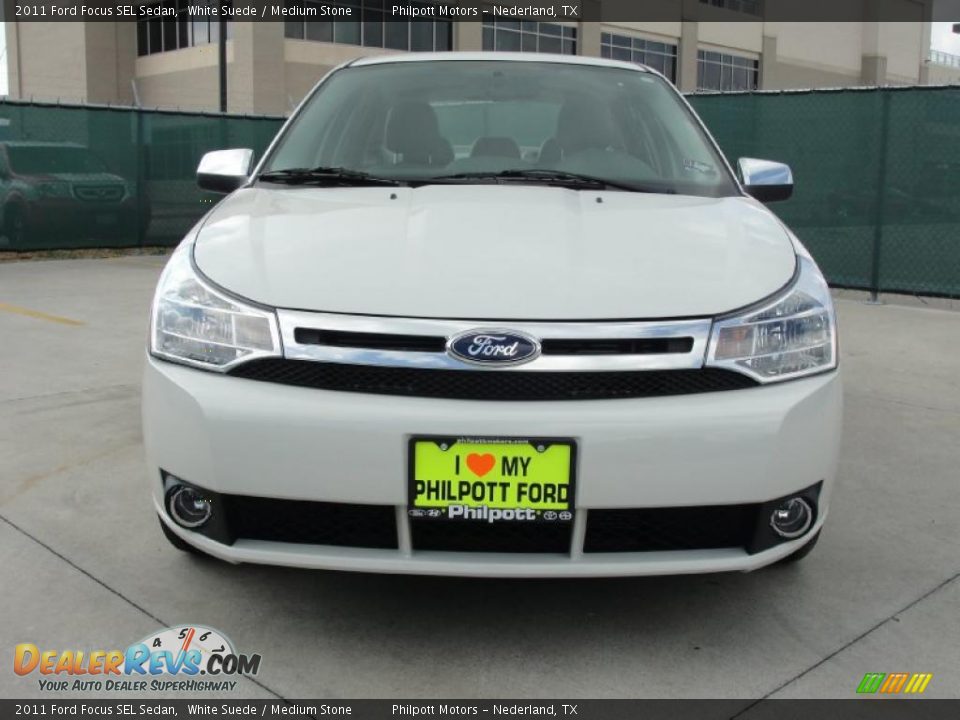 2011 Ford Focus SEL Sedan White Suede / Medium Stone Photo #8