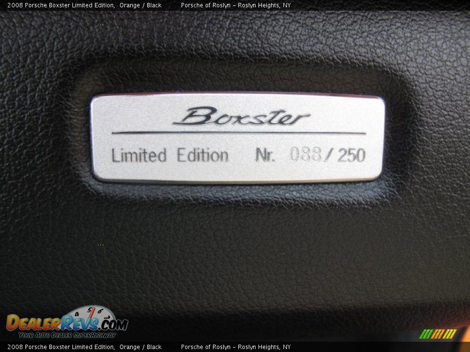 Info Tag of 2008 Porsche Boxster Limited Edition Photo #21