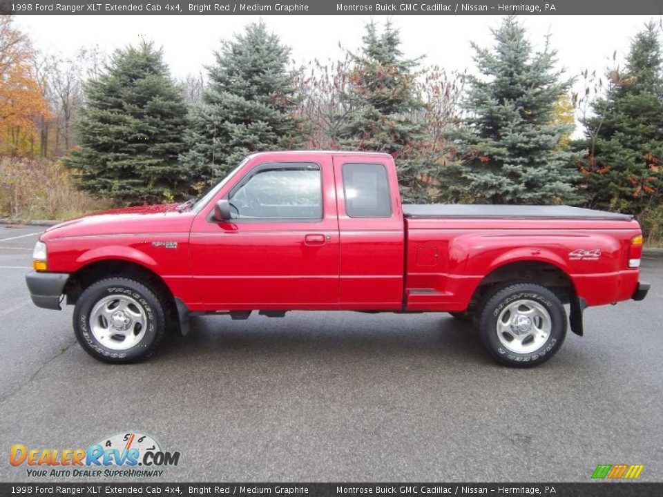 1998 Ford Ranger XLT Extended Cab 4x4 Bright Red / Medium Graphite Photo #1