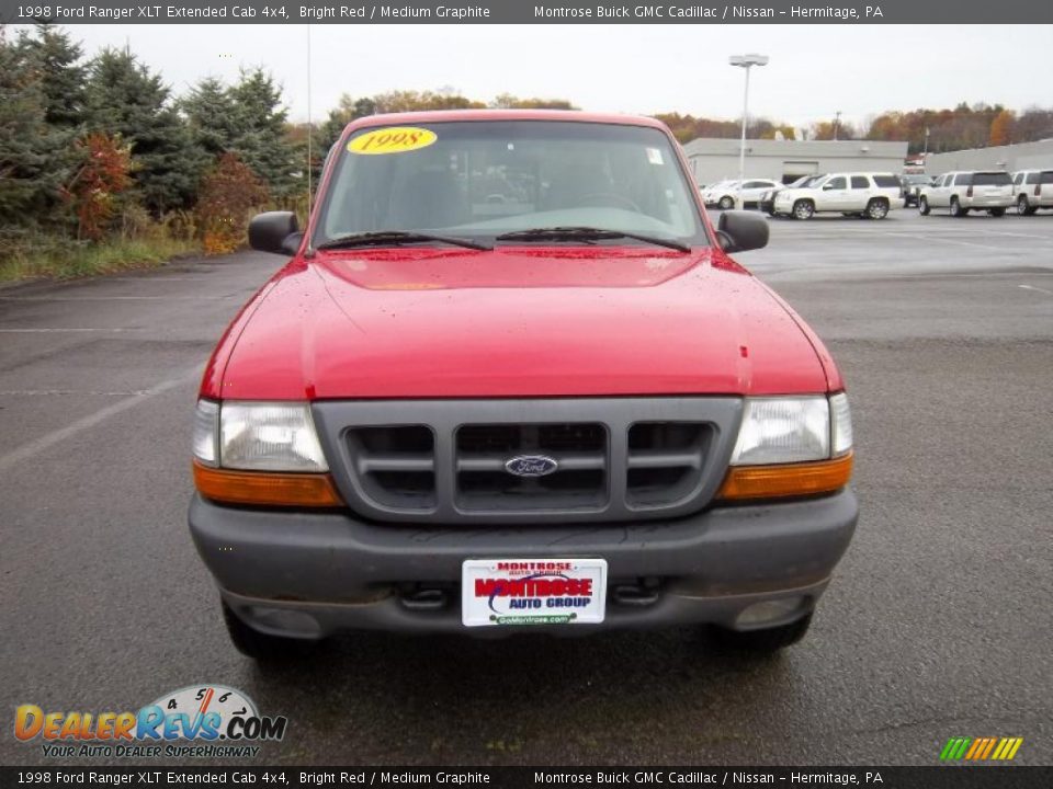 1998 Ford Ranger XLT Extended Cab 4x4 Bright Red / Medium Graphite Photo #4