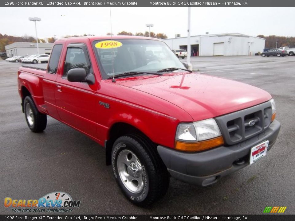 1998 Ford Ranger XLT Extended Cab 4x4 Bright Red / Medium Graphite Photo #5