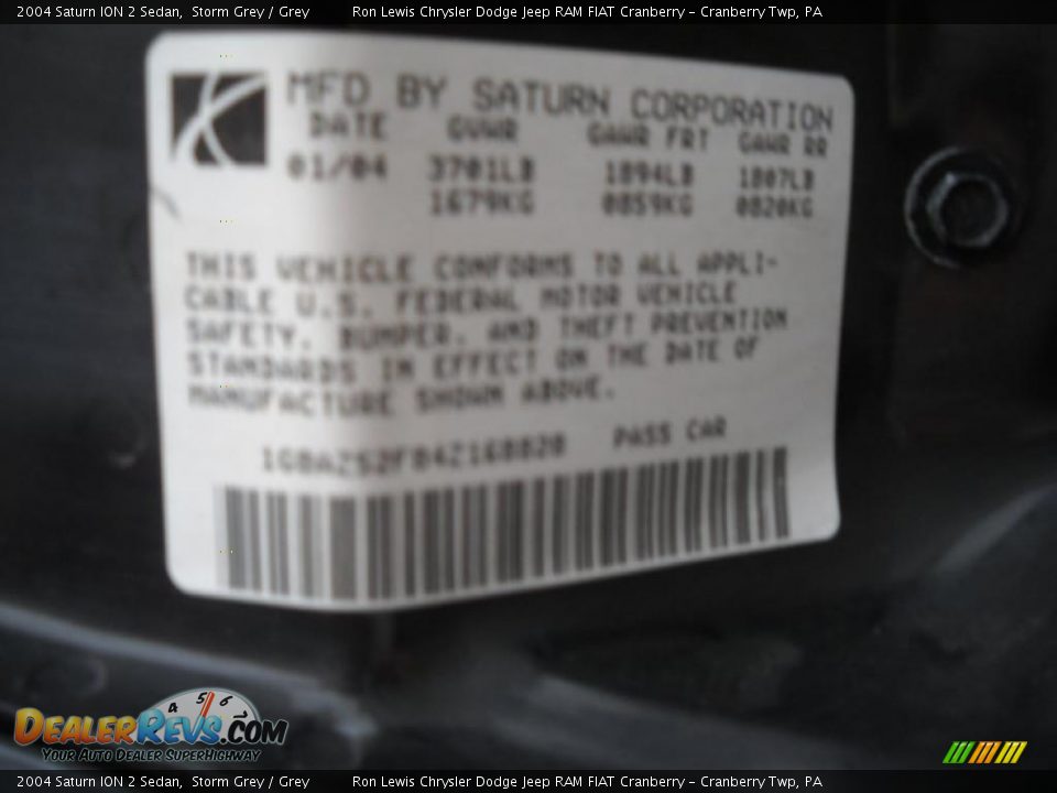 2004 Saturn ION 2 Sedan Storm Grey / Grey Photo #9