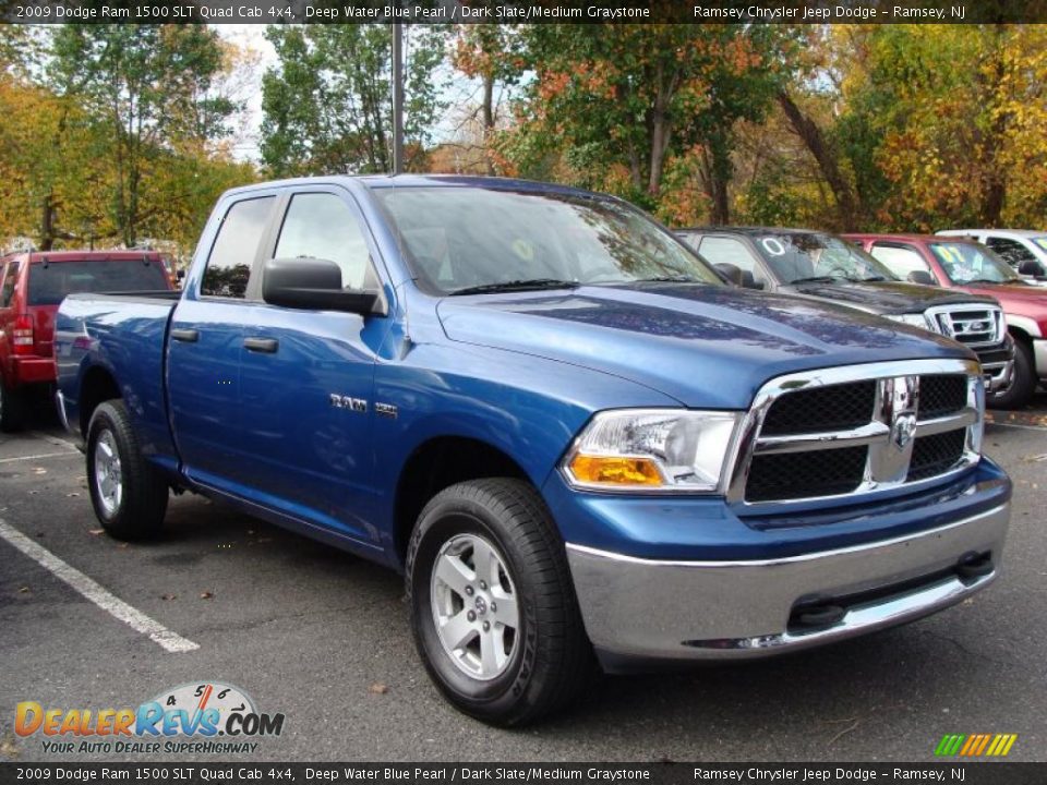 2009 Dodge Ram 1500 SLT Quad Cab 4x4 Deep Water Blue Pearl / Dark Slate/Medium Graystone Photo #3