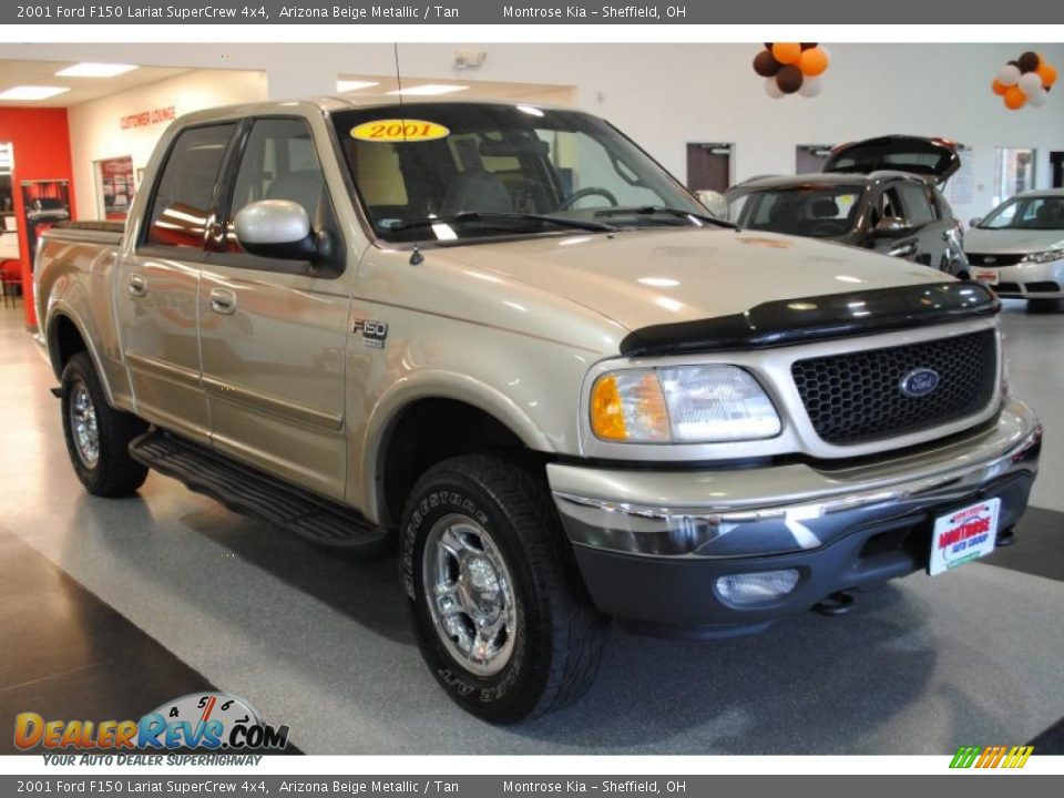 2001 Ford F150 Lariat SuperCrew 4x4 Arizona Beige Metallic / Tan Photo #9