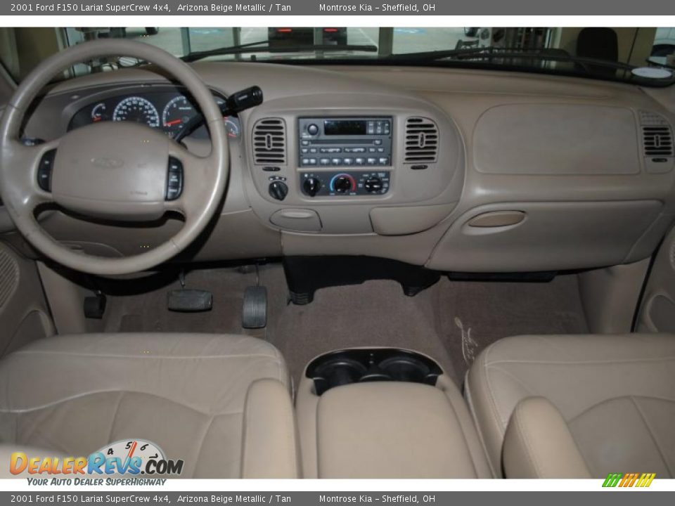 2001 Ford F150 Lariat SuperCrew 4x4 Arizona Beige Metallic / Tan Photo #12