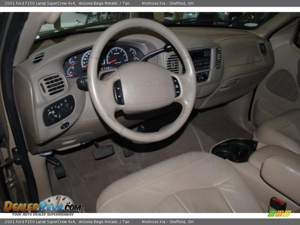 2001 Ford F150 Lariat SuperCrew 4x4 Arizona Beige Metallic / Tan Photo #13