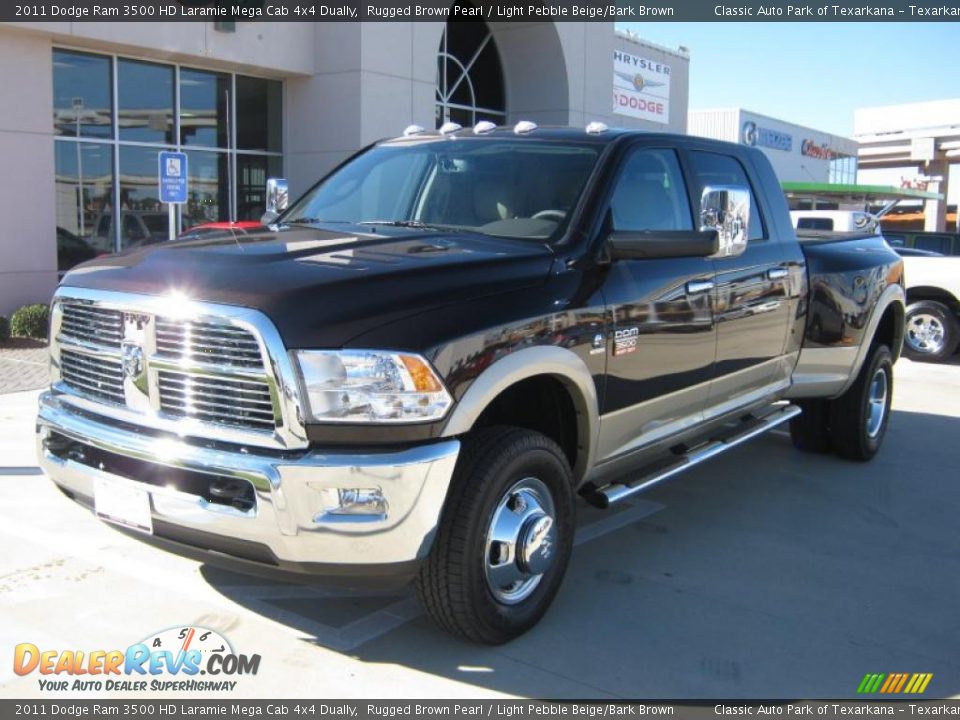 2011 Dodge Ram 3500 HD Laramie Mega Cab 4x4 Dually Rugged Brown Pearl / Light Pebble Beige/Bark Brown Photo #1