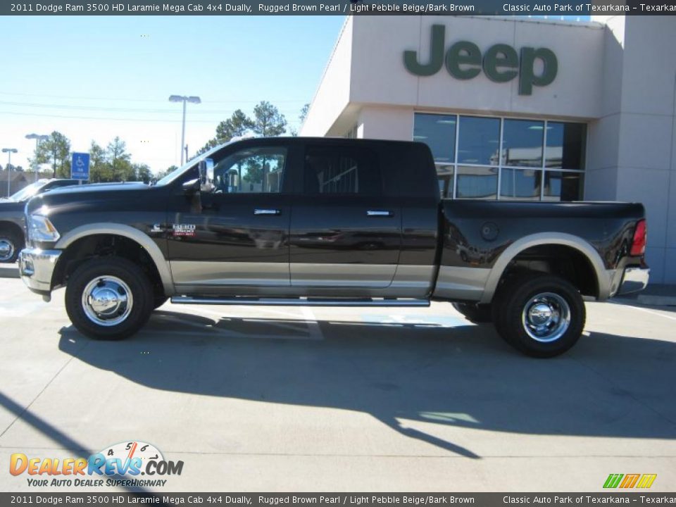2011 Dodge Ram 3500 HD Laramie Mega Cab 4x4 Dually Rugged Brown Pearl / Light Pebble Beige/Bark Brown Photo #2