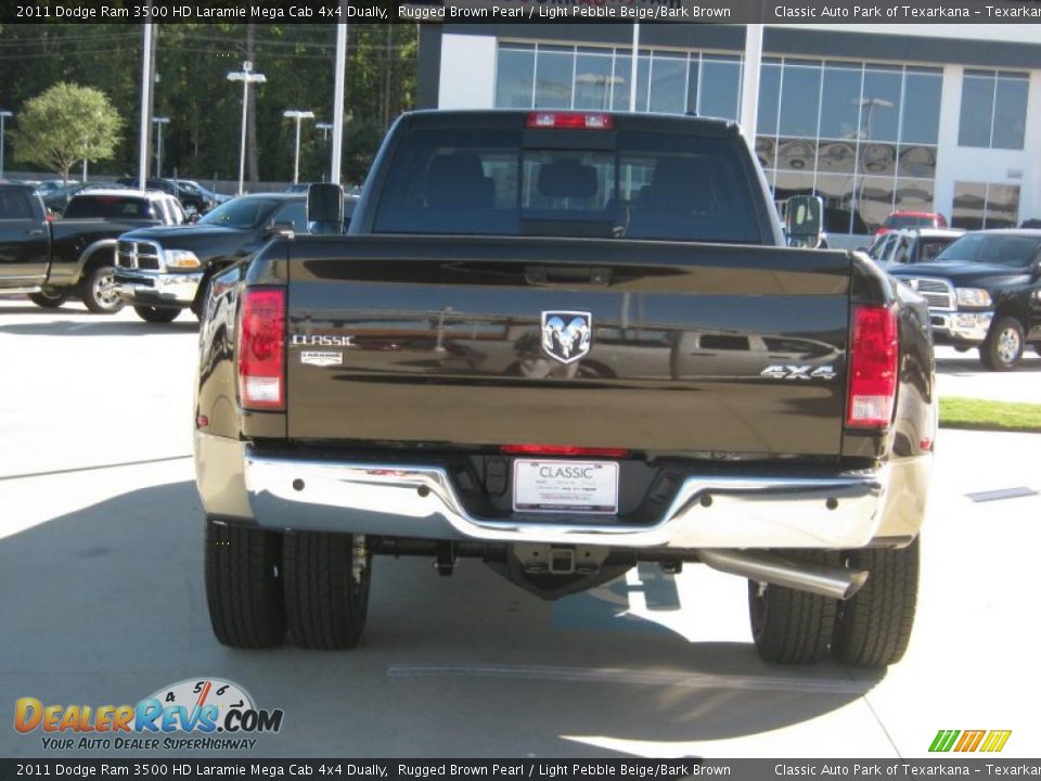 2011 Dodge Ram 3500 HD Laramie Mega Cab 4x4 Dually Rugged Brown Pearl / Light Pebble Beige/Bark Brown Photo #4