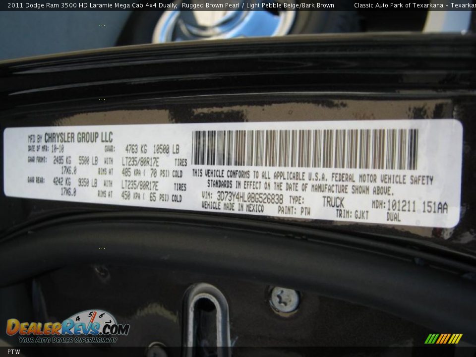 Dodge Color Code PTW Rugged Brown Pearl