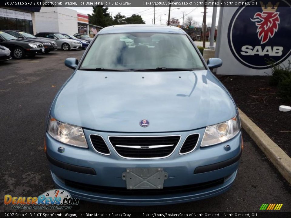 2007 Saab 9-3 2.0T SportCombi Wagon Ice Blue Metallic / Black/Gray Photo #2