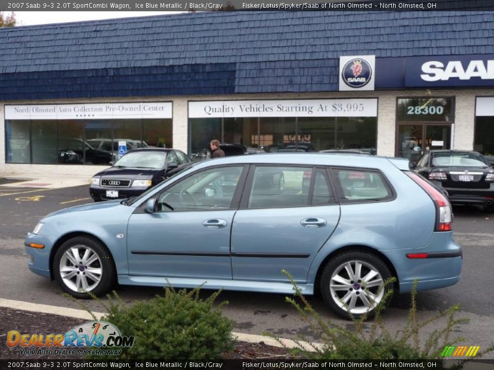 2007 Saab 9-3 2.0T SportCombi Wagon Ice Blue Metallic / Black/Gray Photo #7