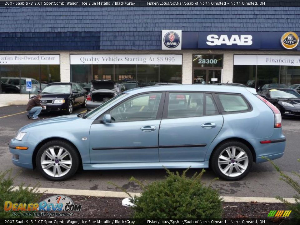 2007 Saab 9-3 2.0T SportCombi Wagon Ice Blue Metallic / Black/Gray Photo #8