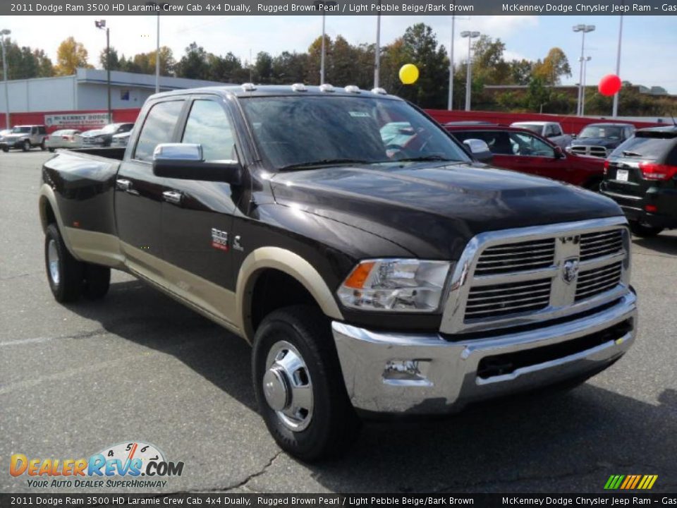 Front 3/4 View of 2011 Dodge Ram 3500 HD Laramie Crew Cab 4x4 Dually ...