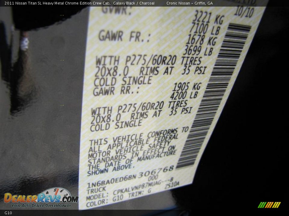 Nissan Color Code G10 Galaxy Black