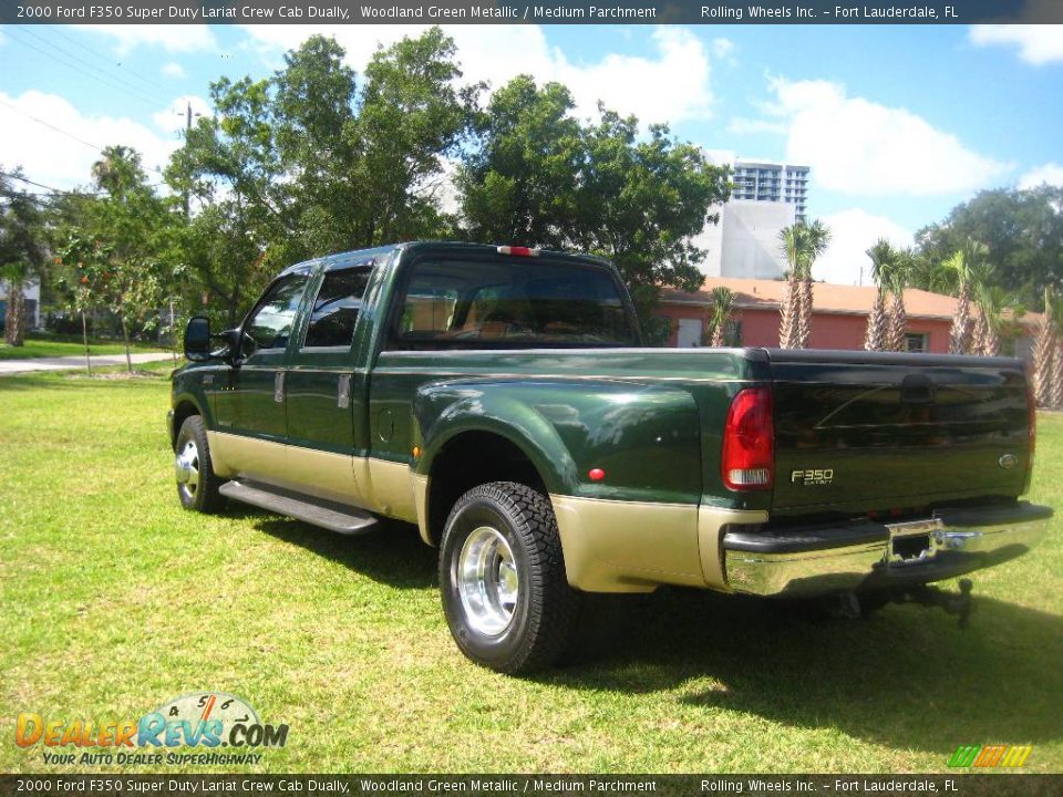 2000 Ford F350 Super Duty Lariat Crew Cab Dually Woodland Green Metallic / Medium Parchment Photo #7