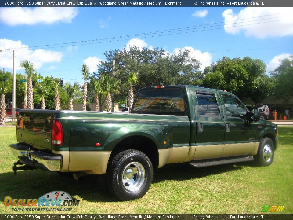 2000 Ford F350 Super Duty Lariat Crew Cab Dually Woodland Green Metallic / Medium Parchment Photo #10