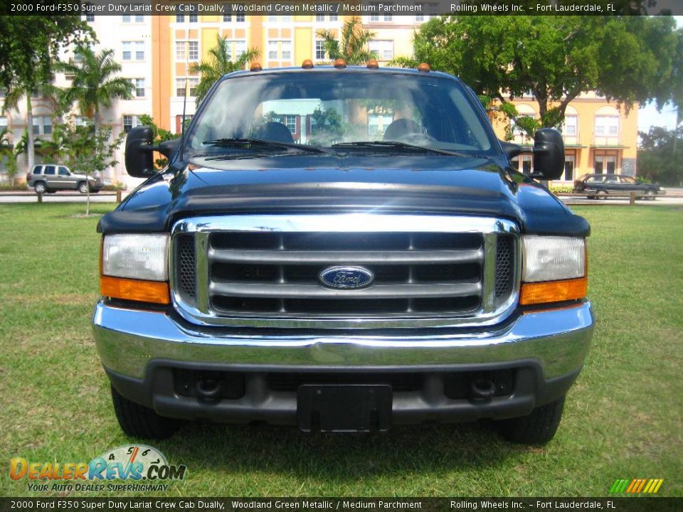 2000 Ford F350 Super Duty Lariat Crew Cab Dually Woodland Green Metallic / Medium Parchment Photo #11