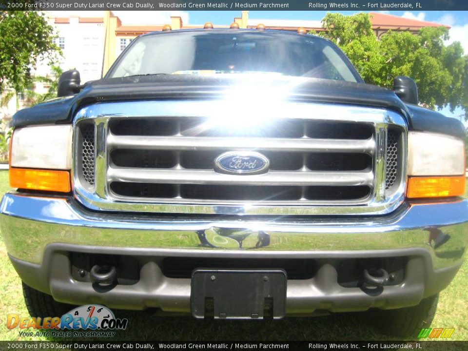 2000 Ford F350 Super Duty Lariat Crew Cab Dually Woodland Green Metallic / Medium Parchment Photo #12