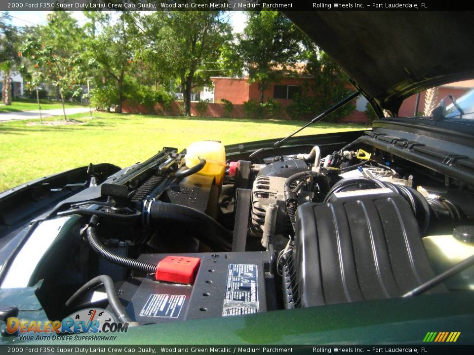 2000 Ford F350 Super Duty Lariat Crew Cab Dually Woodland Green Metallic / Medium Parchment Photo #21