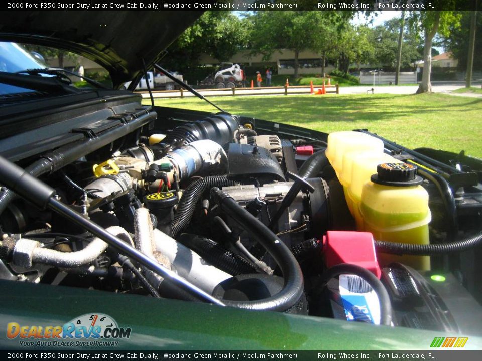 2000 Ford F350 Super Duty Lariat Crew Cab Dually Woodland Green Metallic / Medium Parchment Photo #22