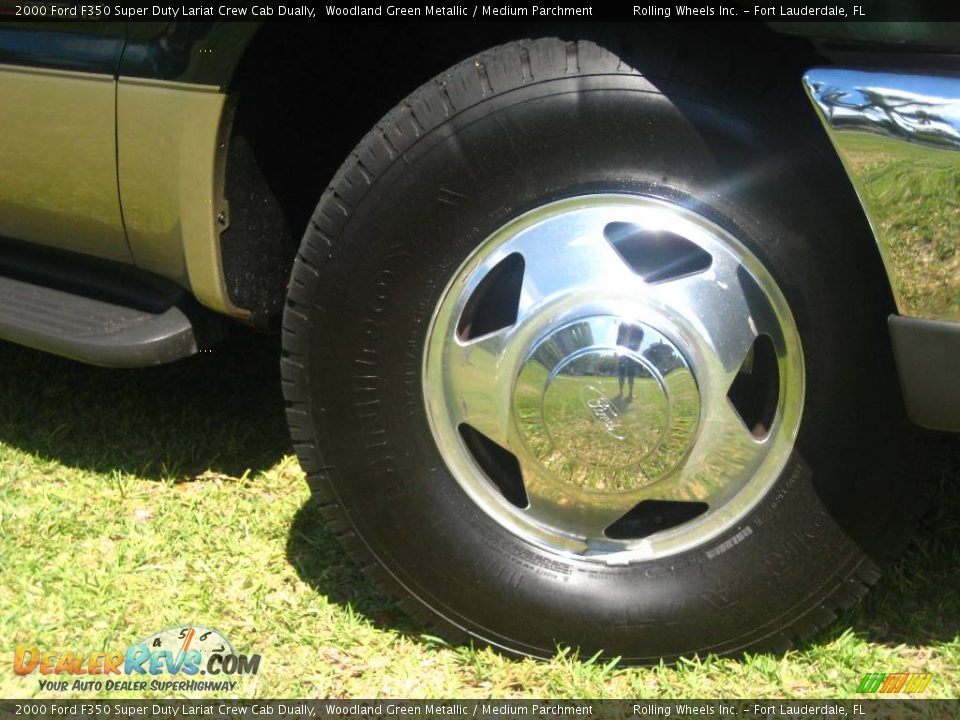 2000 Ford F350 Super Duty Lariat Crew Cab Dually Woodland Green Metallic / Medium Parchment Photo #32