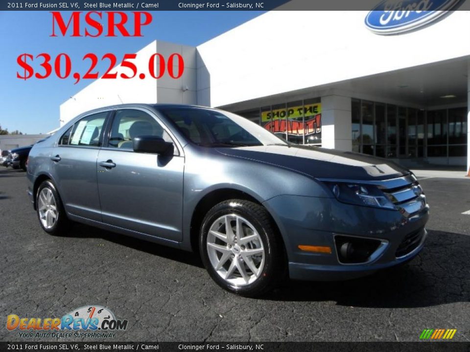 2011 Ford Fusion SEL V6 Steel Blue Metallic / Camel Photo #1
