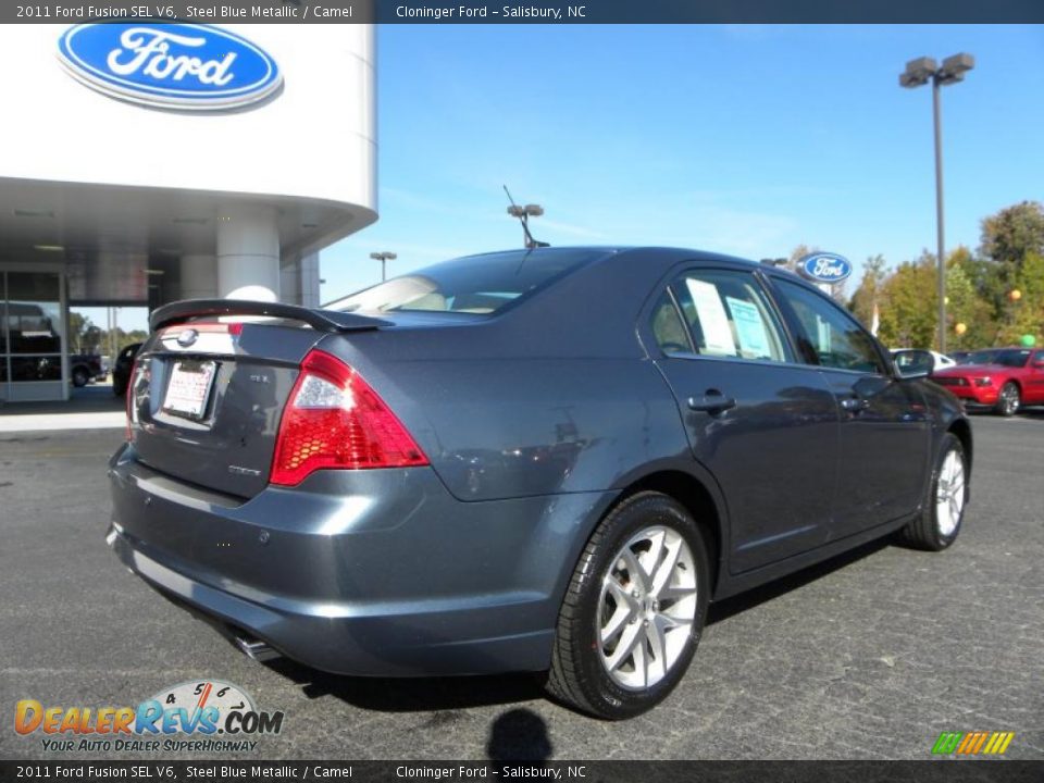 2011 Ford Fusion SEL V6 Steel Blue Metallic / Camel Photo #3