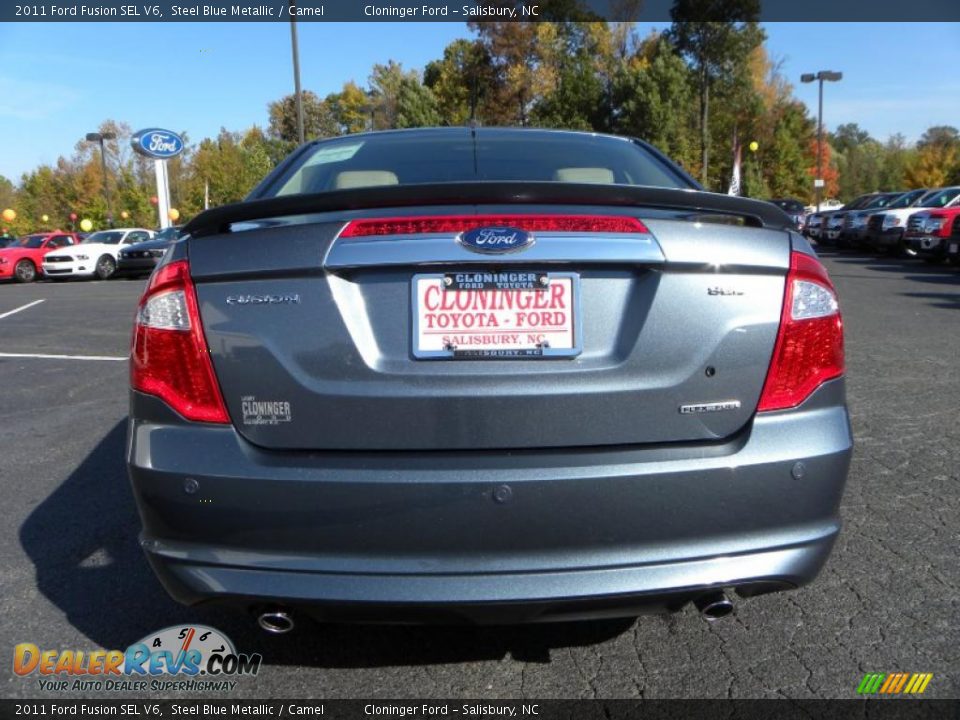 2011 Ford Fusion SEL V6 Steel Blue Metallic / Camel Photo #4