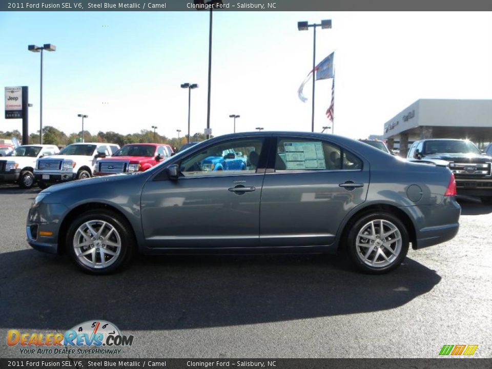 2011 Ford Fusion SEL V6 Steel Blue Metallic / Camel Photo #5