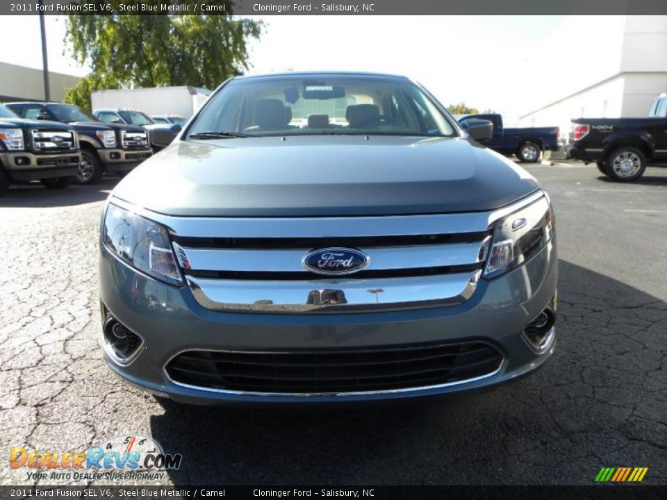 2011 Ford Fusion SEL V6 Steel Blue Metallic / Camel Photo #7