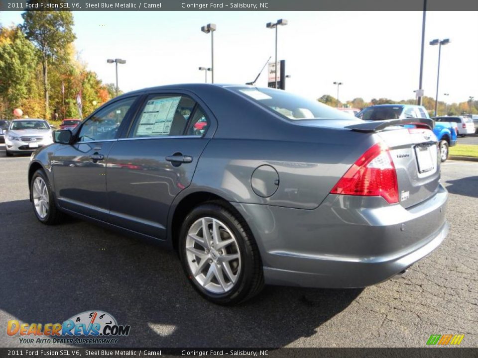 2011 Ford Fusion SEL V6 Steel Blue Metallic / Camel Photo #28