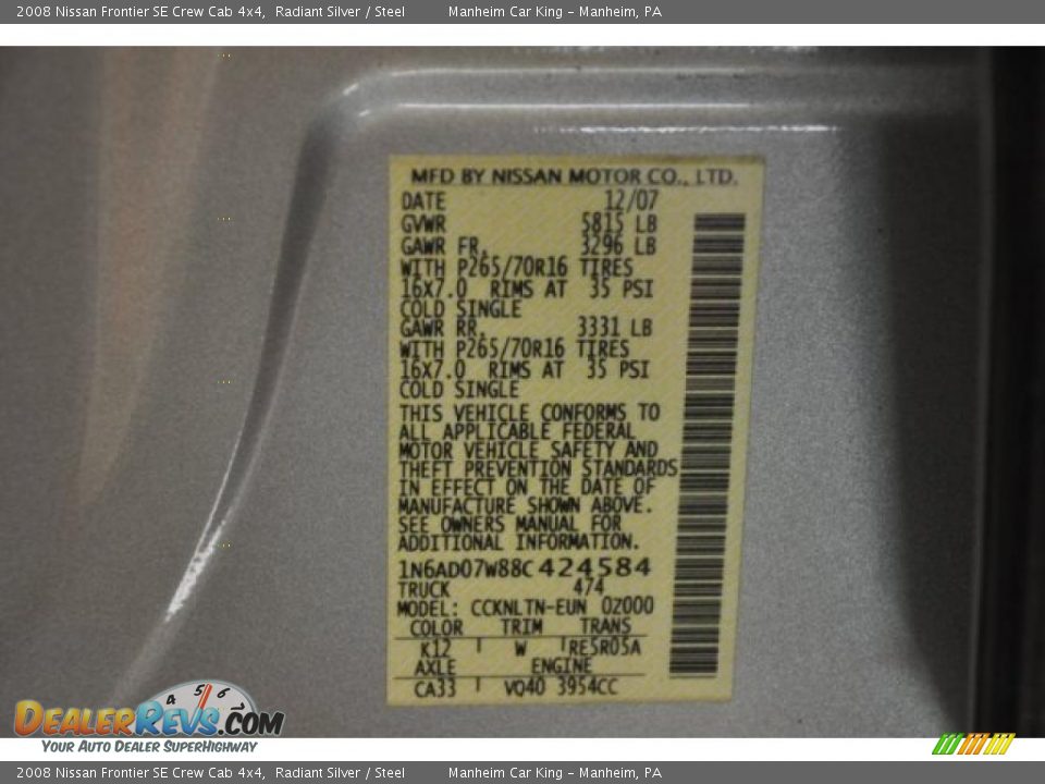 2008 Nissan Frontier SE Crew Cab 4x4 Radiant Silver / Steel Photo #7