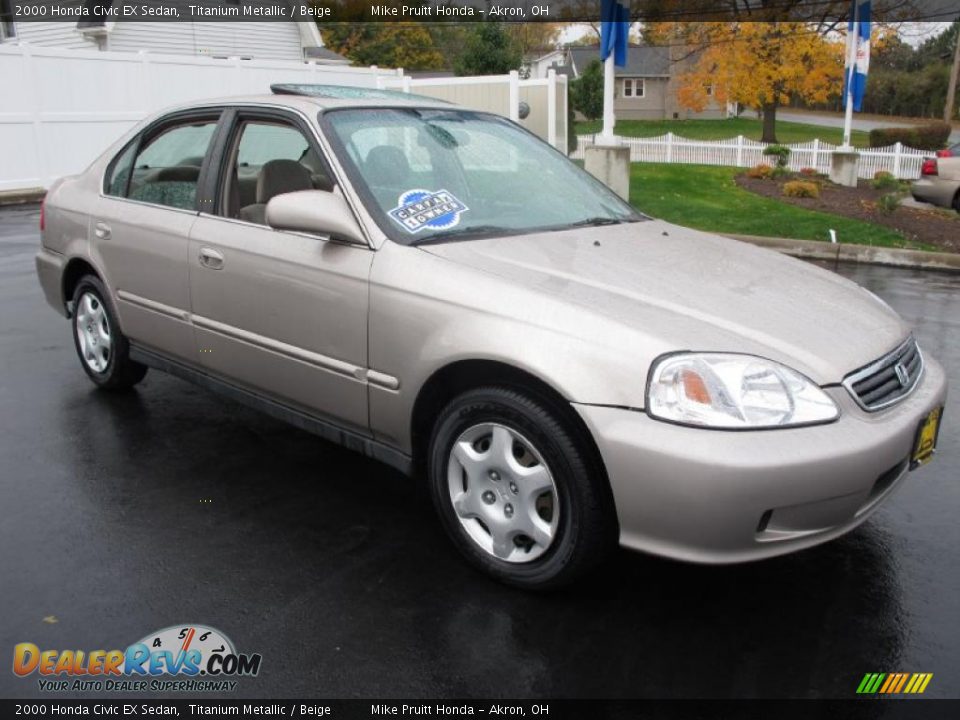 2000 Honda Civic EX Sedan Titanium Metallic / Beige Photo #5