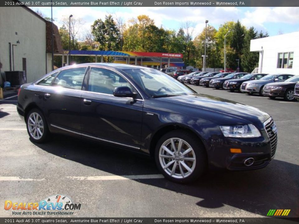 2011 Audi A6 3.0T quattro Sedan Aventurine Blue Pearl Effect / Light Gray Photo #6