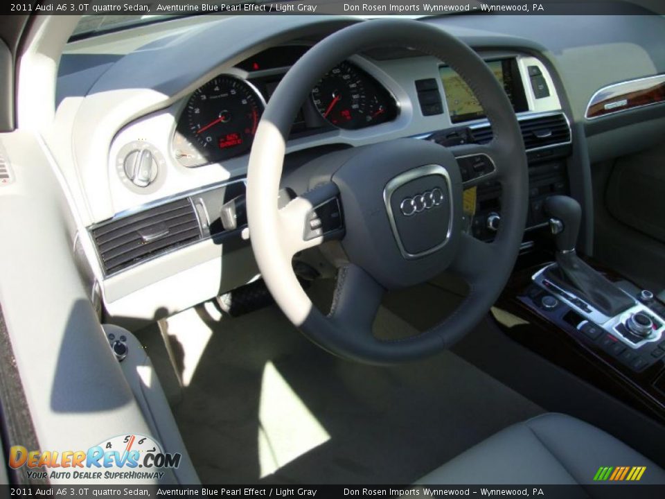 2011 Audi A6 3.0T quattro Sedan Aventurine Blue Pearl Effect / Light Gray Photo #12