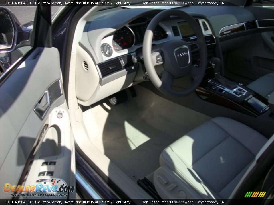 2011 Audi A6 3.0T quattro Sedan Aventurine Blue Pearl Effect / Light Gray Photo #13