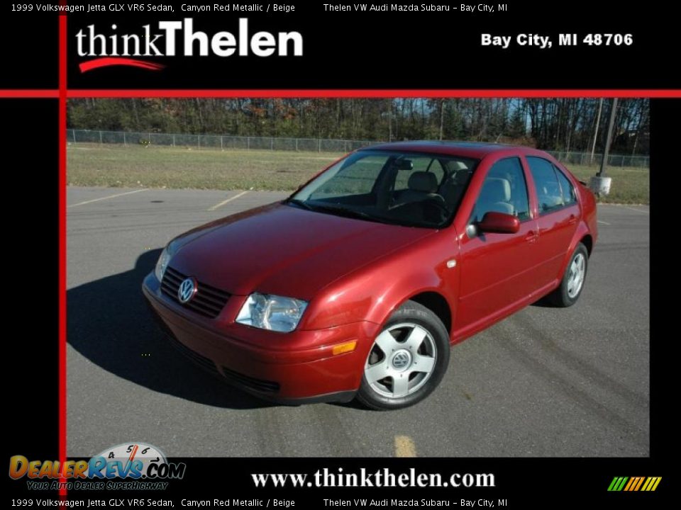 1999 Volkswagen Jetta GLX VR6 Sedan Canyon Red Metallic / Beige Photo #1